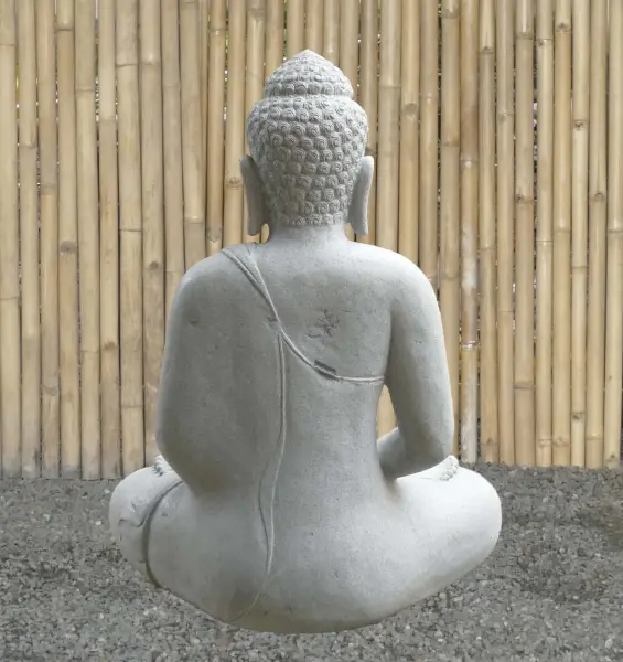 Product image 5 of the product “Seated Buddha, Borobudur style made of Riverstone in Dhyana position - gesture of meditation, H.102 cm, natural. ”
